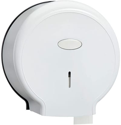 Dailygoods- Toiletroldispenser Compact - Ponsvrije Dispenser - Enkele Rollen - Voor Wasruimtes - Wit - Duurzaam Materiaal - Toiletpapierdispenser