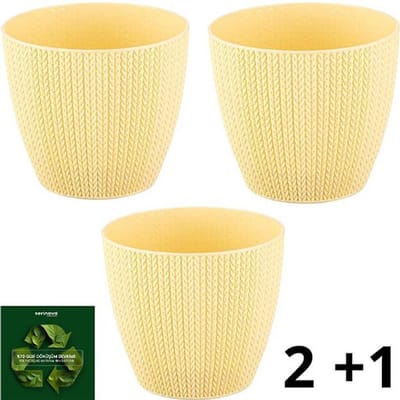 3 bloempotten - gee -l gehaakt - limited edition - Serinova - kruidenpotten - sierpotten met waterschaal
