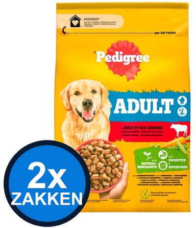 2x Pedigree - Droog Adult Rund - Hondenvoer Droogvoer - 2.6 kg
