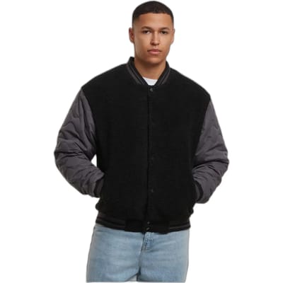 Urban Classics - Teddy College jacket - S - Zwart