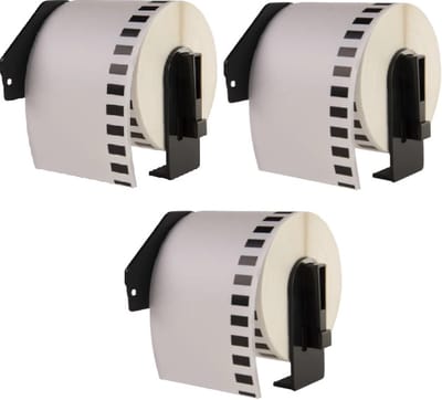 Label Tape Geschikt voor Brother DK-22205 | 62 mm x 30,48 m | Zwart op Wit - 3 stuks - Geschikt voor: QL-500 QL-550 QL-560 QL-570 QL-580N QL-650TD QL-1050N QL-1060N QL-700 QL-710W QL-720NW QL-800 QL-810W QL-820NW TD-2130N QL-600 QL-1100 QL-1110