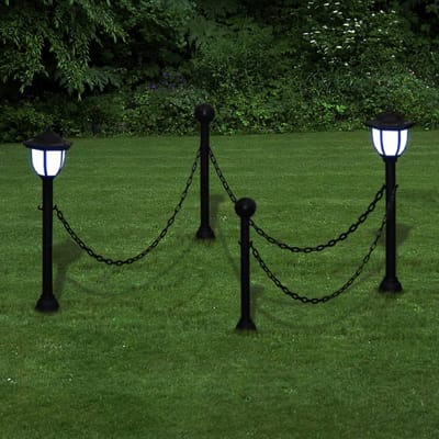 Vidaxl Lampes de Jardin Solaires avec Chaîne et Poteaux, 4 Pcs