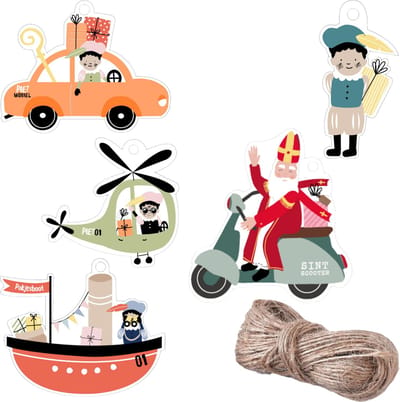 10 x Sinterklaas Cadeaulabels | Cadeaukaartjes | 2 meter Jute Touw | Cadeauversiering
