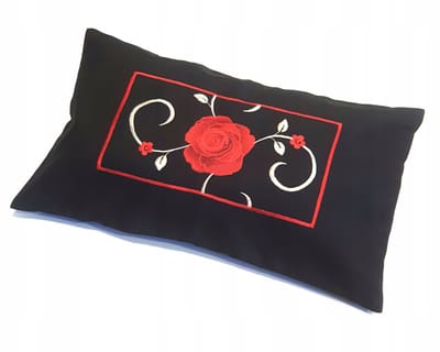 Decoratieve Kussensloop Jedeka 50x30cm Zwart met Rode Roos Flamenco