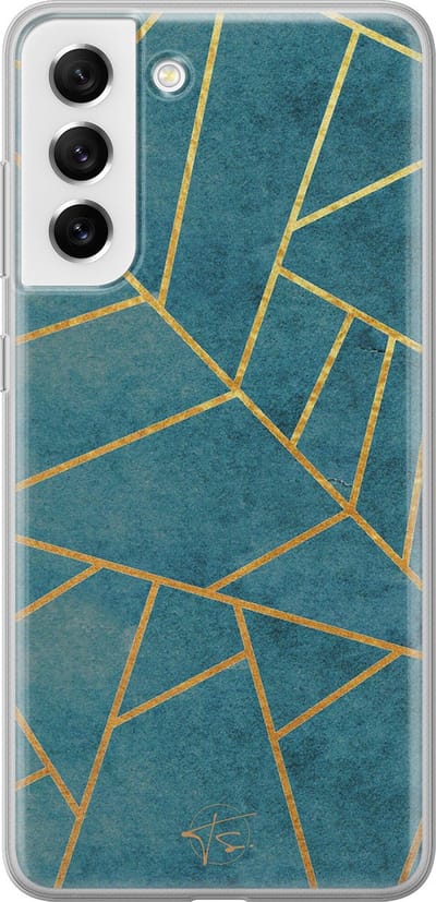 Hoesje geschikt voor Samsung Galaxy S21 FE - Abstract blauw - Soft Case - TPU - Print - Blauw - Mooie Telefoonhoesjes