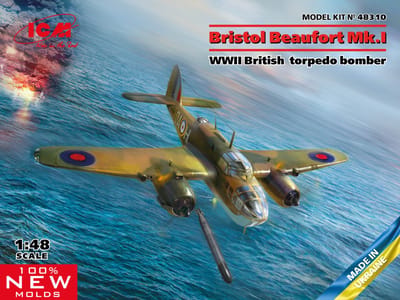 ICM Modelbouwpakket Militaire voertuigen - 48310 Bristol Beaufort Mk.I - WWII British Torpedo Bomber Plastic - 1:48 - Modelbouw