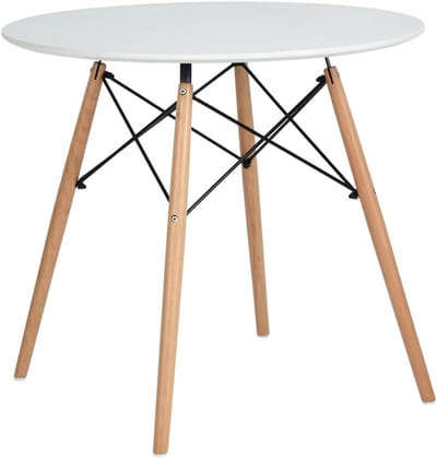 Ronde Eettafel Wit Glas Ø80 cm - Scandinavische Stijl Keuken- en Eetkamertafel