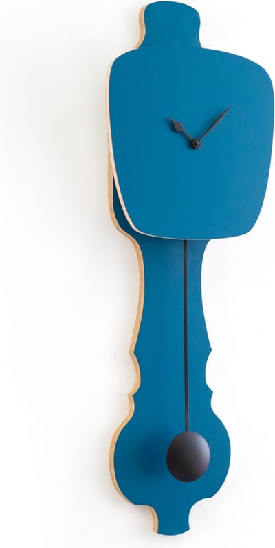 KLOQ - Wandklok met Pendule - Batterijen Inbegrepen - Wanddecoratie - Quartz Beweging - Niet-Tikkend Batterij Aangedreven - Petrol Blauw en Diep Zwart - Groot