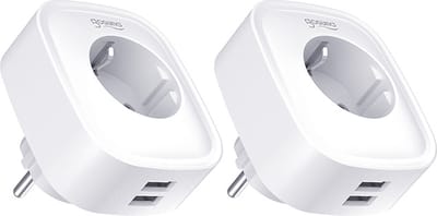 16a wifi aangesloten socket + 2 USB 2.1A poorten (veel 2) - Kunststof - Avec 2 Ports USB 2.1A - SILUMEN
