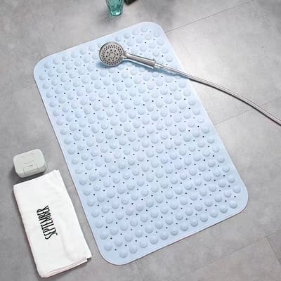 Antislip Douchemat met Zuignappen - Massagemat voor Thuis en Sauna - 48 x 48 cm Lichtblauw