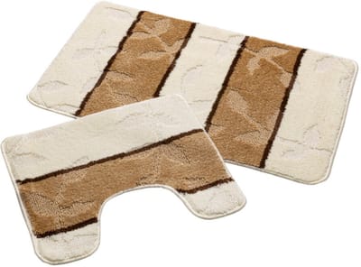 Badmat Set Nevada – Douchemat 50x80 cm & WC Mat 40x50 cm – Zachte Chenille Badkamermat – Antislip – Wasbaar – Oeko-Tex– Ivoor Bruin