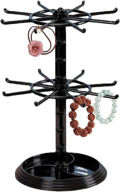 Sieradenhouder Toren - Draaiende Display - Sieraden Presenteren - Twee Lagen - N.v.t. - Zwart