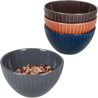 4-delig Müsli-schaaltjeset AMOR in terracotta, blauw, bruin en grijs – 78897