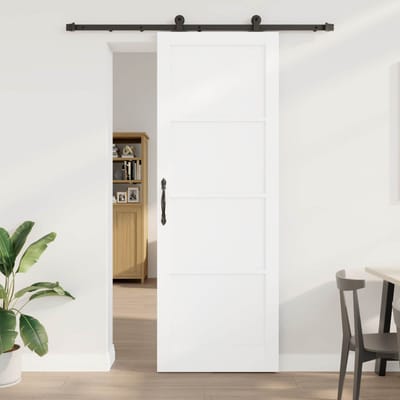 vidaXL - Schuifdeur - Wit - en - zwart - 83 - x - 232 - cm - Massief - grenenhout