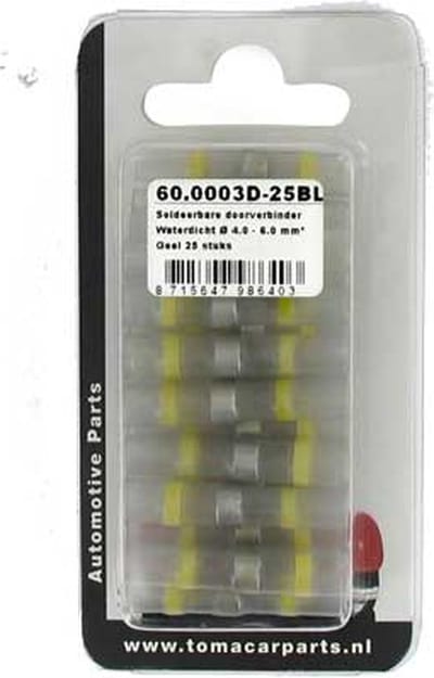 Kabeldoorverbinder geel 25 stuks blister