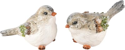 Dekoratief | Vogeltje 'Remy', naturel/groen, resina, 6x11x8cm, set van 2 stuks | A245484