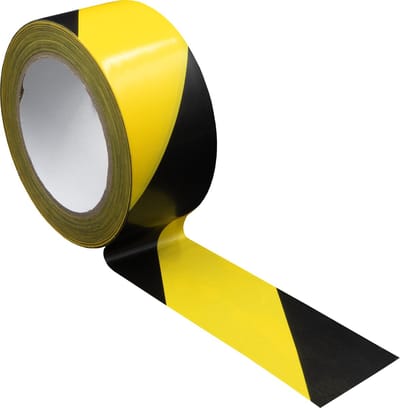 Markeringstape zwart geel plakband - Waarschuwingstape - Vloermarkeringstape - 50mm x 33 meter 1 rol - DULA