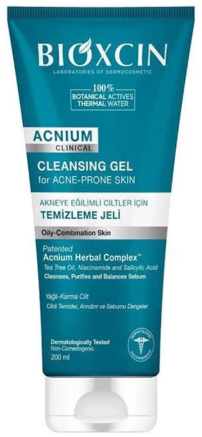 Bioxcin Acnium Clinical Cleansing Face Wash Gel - Sebumregulerende Gezichtsreiniger - Tegen Puistjes en Onzuiverheden - Vette & Gecombineerde Huid - 200 ml - bioxcin - Bio - Acne - Face Wash Gel - Gezichtsverzorging - Huidverzorging