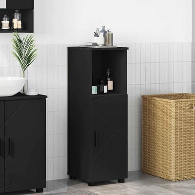vidaXL - Badkamerkast - Zwart - 30 - x - 35 - x - 95 - cm - Bewerkt - hout, - Metaal