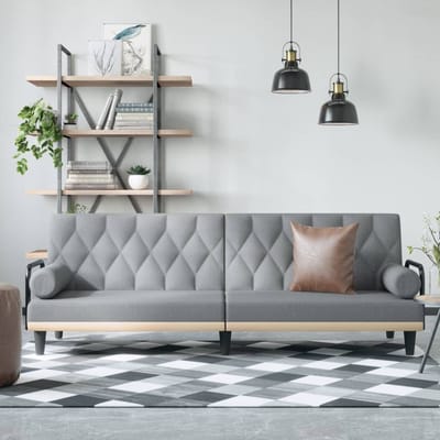 vidaXL - Slaapbank - met - armleuningen - stof - lichtgrijs