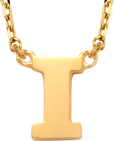 New Bling 9NBG-900I Gouden Ketting met Letter I - 6mm - Ankerschakel - 38+2,5+2,5cm - Initiaal sieraad - 14 Karaat - Goud