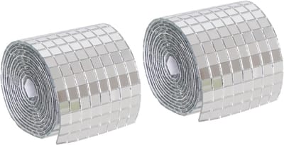 3200 stuks Discobal-spiegeltegels – 5x5 mm Zelfklevende vierkante spiegelmozaïektegels (Zilver) – Vierkante glasstickers voor decoratieve DIY-kunstprojecten en handwerkdecoratie – 2 rollen