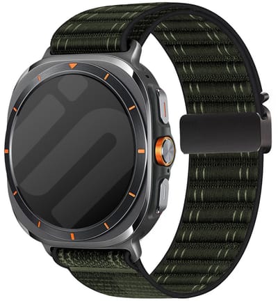 Strap-it Wave nylon bandje met parachute sluiting - geschikt voor Samsung Galaxy Watch Ultra 2 (2026) / Ultra (2024/2025) - groen