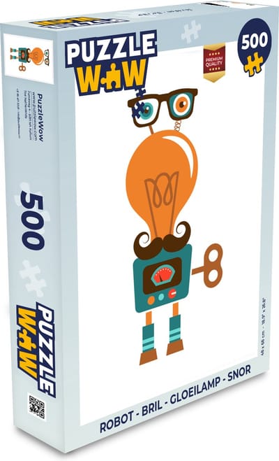 Puzzel Robot - Bril - Gloeilamp - Snor - Kinderen - Jongens - Legpuzzel - Puzzel 500 stukjes