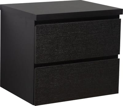 Badplaats Wastafelkast Angela 60 x 48 cm – Zwart Houtnerf – Hangend Wastafelmeubel Met Bovenblad