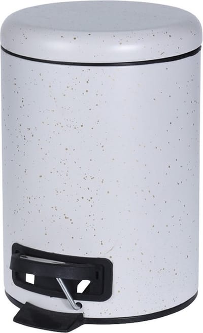 Pedaalemmer - wit met gouden spikkels - rond - 3 l - 17 x 25 cm - toilet/badkamer