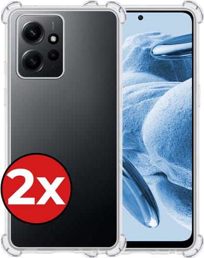 Hoesje - 2 Stuks - Geschikt voor Xiaomi Redmi Note 12 4G - Sterk & Shockproof - Back Cover - Siliconen Case - Telefoon Hoes Shock Proof - Telefoonhoes - Transparant