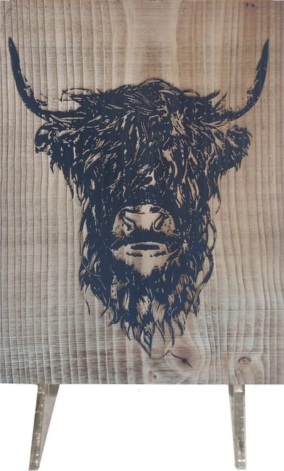 Schotse Hooglander - Houten Wandbord | Koeien - Boerderijdieren - Wanddecoratie - Print Dieren - Landelijk Woonaccessoire - Huis en Interieur - Herfst