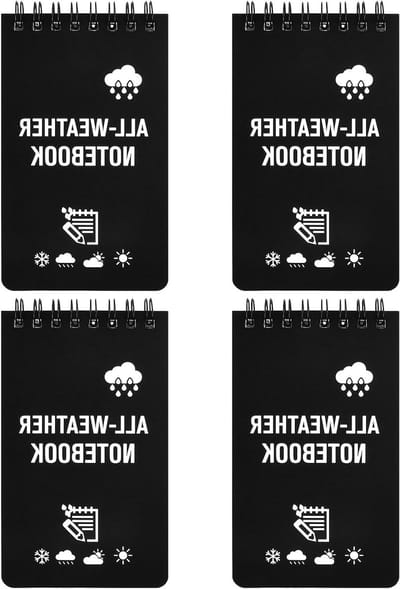 Waterdichte Notitieboekjes Set van 4, Compact 3 x 12 cm, Ideaal voor Buiten, Outdoor Notities en Avonturen