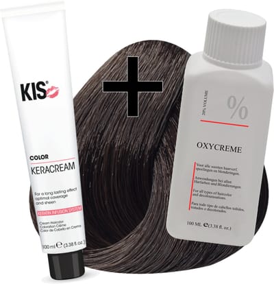 KIS haarverfset - 5MN Licht mat bruin  - haarverf & waterstofperoxide