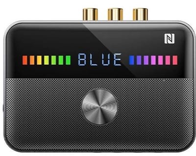 DrPhone SoundSyncX - Bluetooth 5.3 Audio-Ontvanger En Zender – Dynamische RGB-verlichting - Helder LED-display - Diverse Aansluitmogelijkheden - Dual Connection - Slimme NFC-koppeling - Zwart