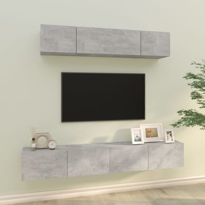 vidaXL - 4-delige - Tv-meubelset - bewerkt - hout - betongrijs