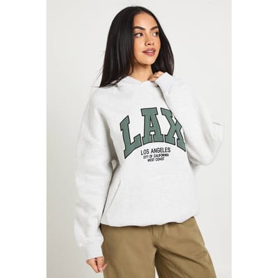 boohoo Dames Lax Applique Oversized Hoodie | Ash | Maat: Small