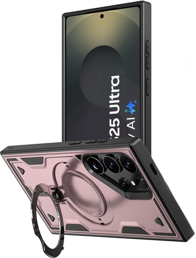 Hoesje Geschikt voor Samsung Galaxy S25 Ultra - Armor hoes met Ringhouder - Arara backcover - Rosegoud
