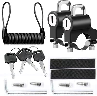 Helmslot voor motorfiets - anti-diefstal slot - 2 stuks - met herinneringskabel. Beveiliging voor helm en accessoires - bescherming tegen diefstal - inclusief 4 sleutels.