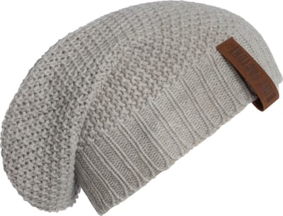 Knit Factory Coco Gebreide Muts Heren & Dames - Sloppy Beanie hat - Iced Clay - Warme bruingrijze Wintermuts - Unisex - One Size