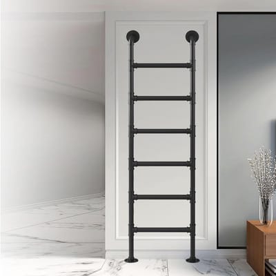 Metalen trapladder - Vluchtladder - Veilige toegang - Aanpasbare hoogte - 3.3-9.8 ft - Zwart