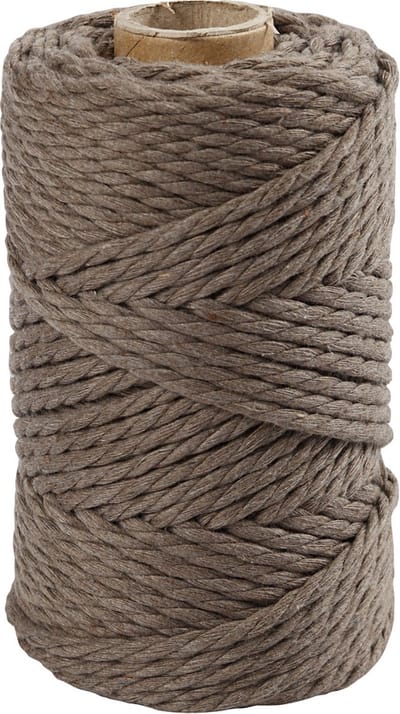 Macramé koord, L: 55 M, d 4 mm, lichtbruin, 330 gr/ 1 rol