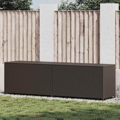 Tuinbank met opbergruimte - Opbergkist buiten - Tuinspullen opbergen - Waterbestendig polyrotan - 200 cm lengte - Bruin
