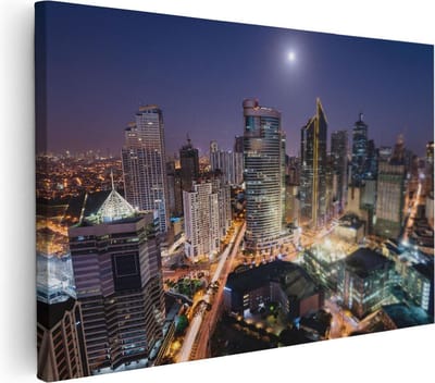 Artaza Canvas Schilderij Stad - 30x20 cm - Klein - Wanddecoratie Skyline - Muurdecoratie Wolkenkrabbers - Kamer Accessoires