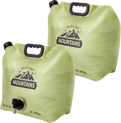 Opvouwbare Waterkan 2 Gallon (7,6L) - Met Tuit en Handvat - Herbruikbaar en BPA-vrij - Compact voor Opslag - Geschikt voor Kamperen, Noodvoorbereiding en Outdoor - 2 Stuks