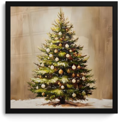Poster in lijst - Fotolijst 40x40 cm - Posters - Kerst - Sfeer - Groen - Posterlijst zwart - Decoratie - Wanddecoratie woonkamer - Muurdecoratie slaapkamer - Kerstversiering - Kerstdecoratie voor binnen - Kerstmis