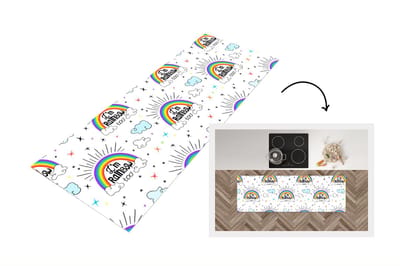 Keukenloper - Loper keuken - Regenboog - Wolken - Patroon - 150x50 cm - Keukenloper vinyl