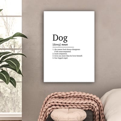 Canvas Schilderij Quotes - Dog - Hond definitie - Spreuken - Woordenboek - 60x80 cm - Wanddecoratie