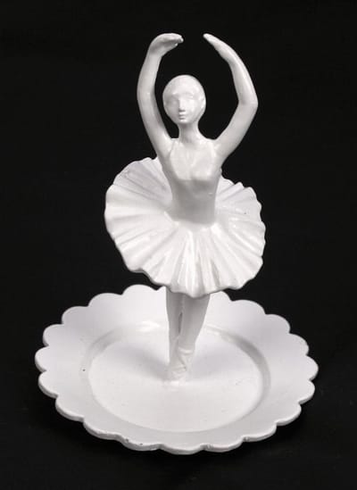 Sierschaaltje Ballerina wit metaal Ø10xH14cm
