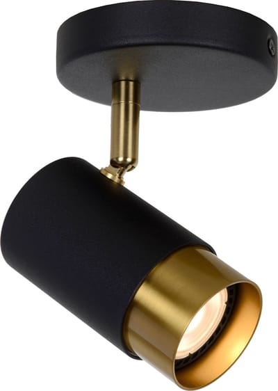 Lucide FLORIS - Plafondspot (Plafondlamp) - Ø 10 cm - 1xGU10 - Zwart
